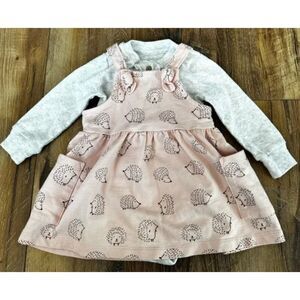 Girls Sz 12 Months Hedgehog Jumper Dress & Ruffled Shirt 2 Pc Outfit MAC & MOON